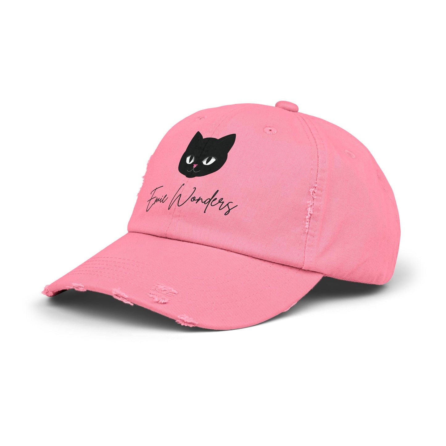 EmieWonders Meowy Logo Distressed Cap