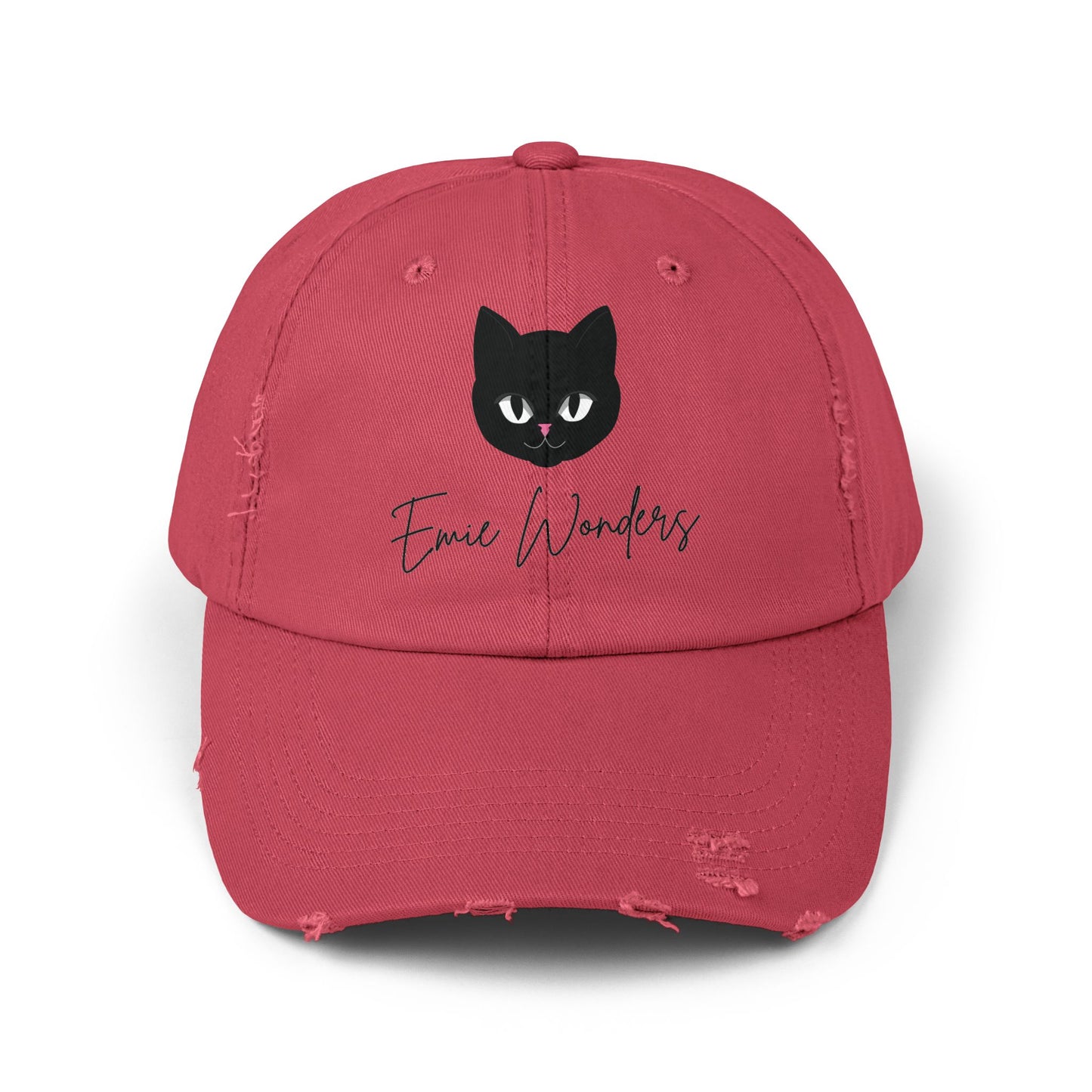 EmieWonders Meowy Logo Distressed Cap