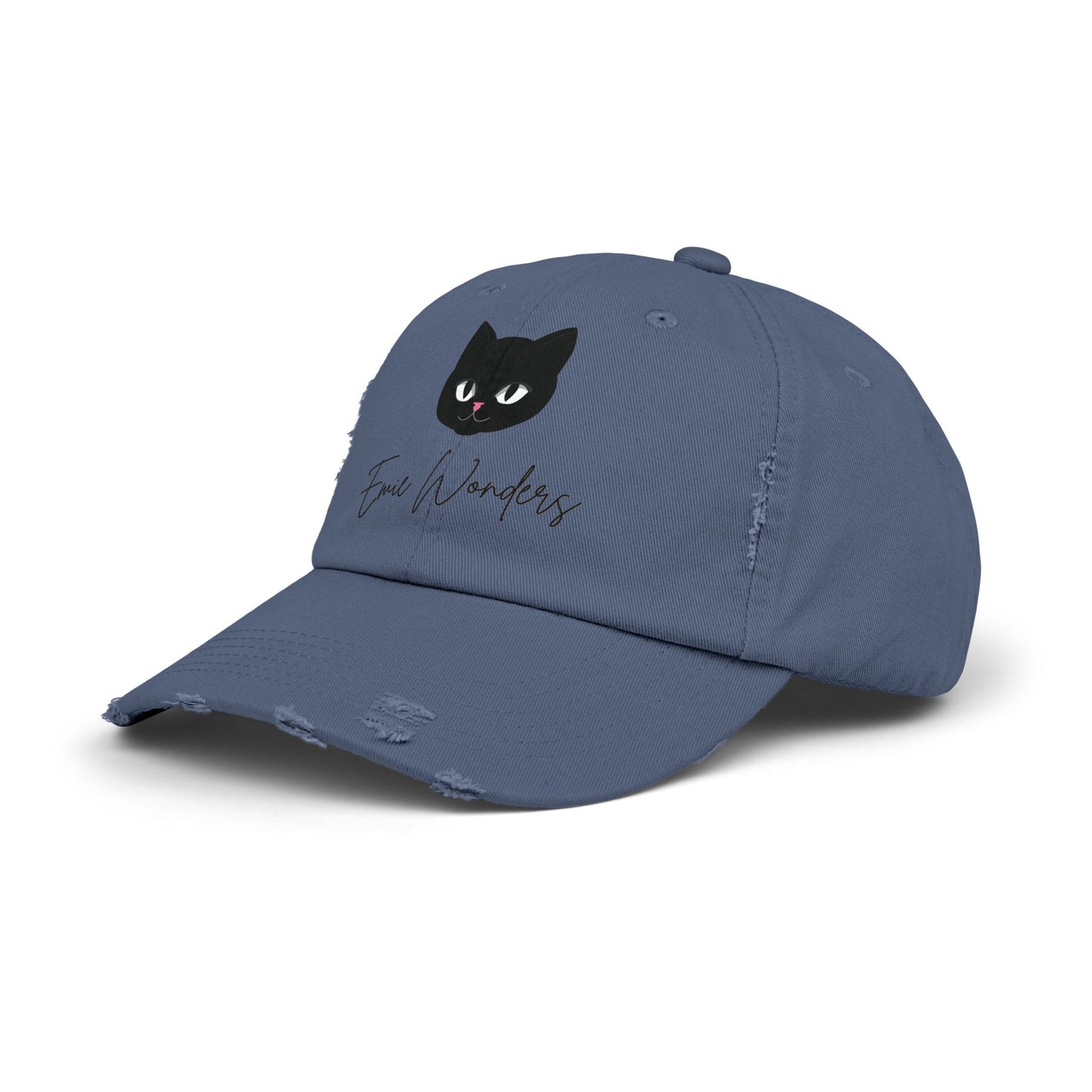 EmieWonders Meowy Logo Distressed Cap