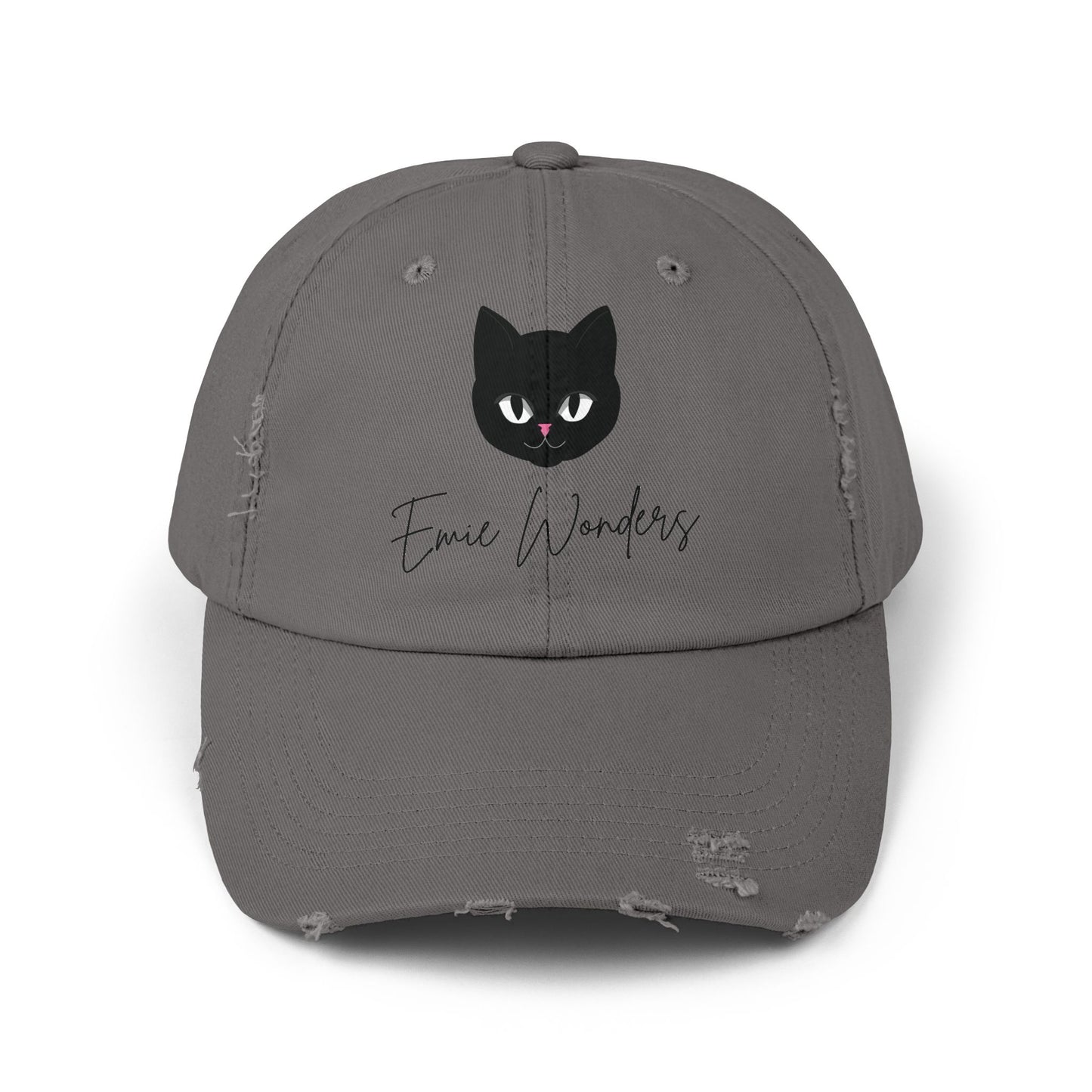 EmieWonders Meowy Logo Distressed Cap