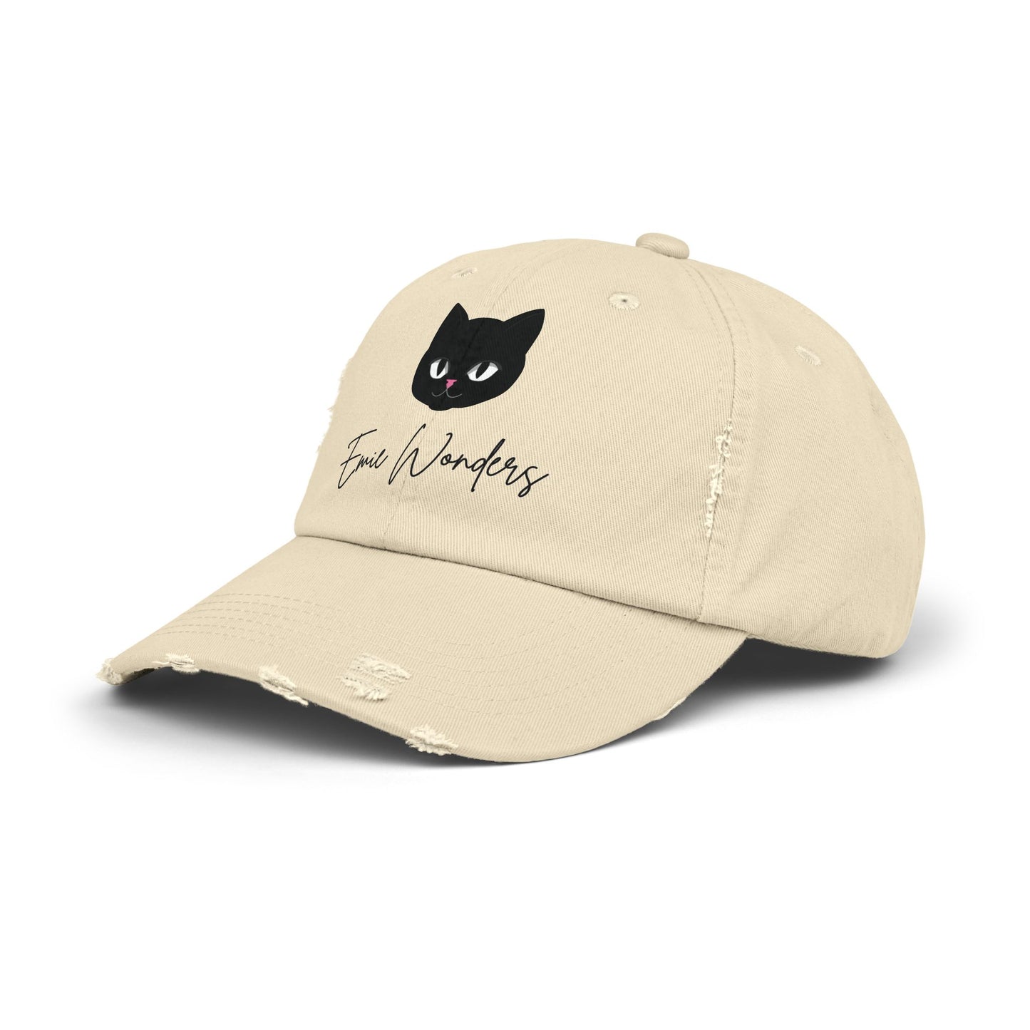 EmieWonders Meowy Logo Distressed Cap