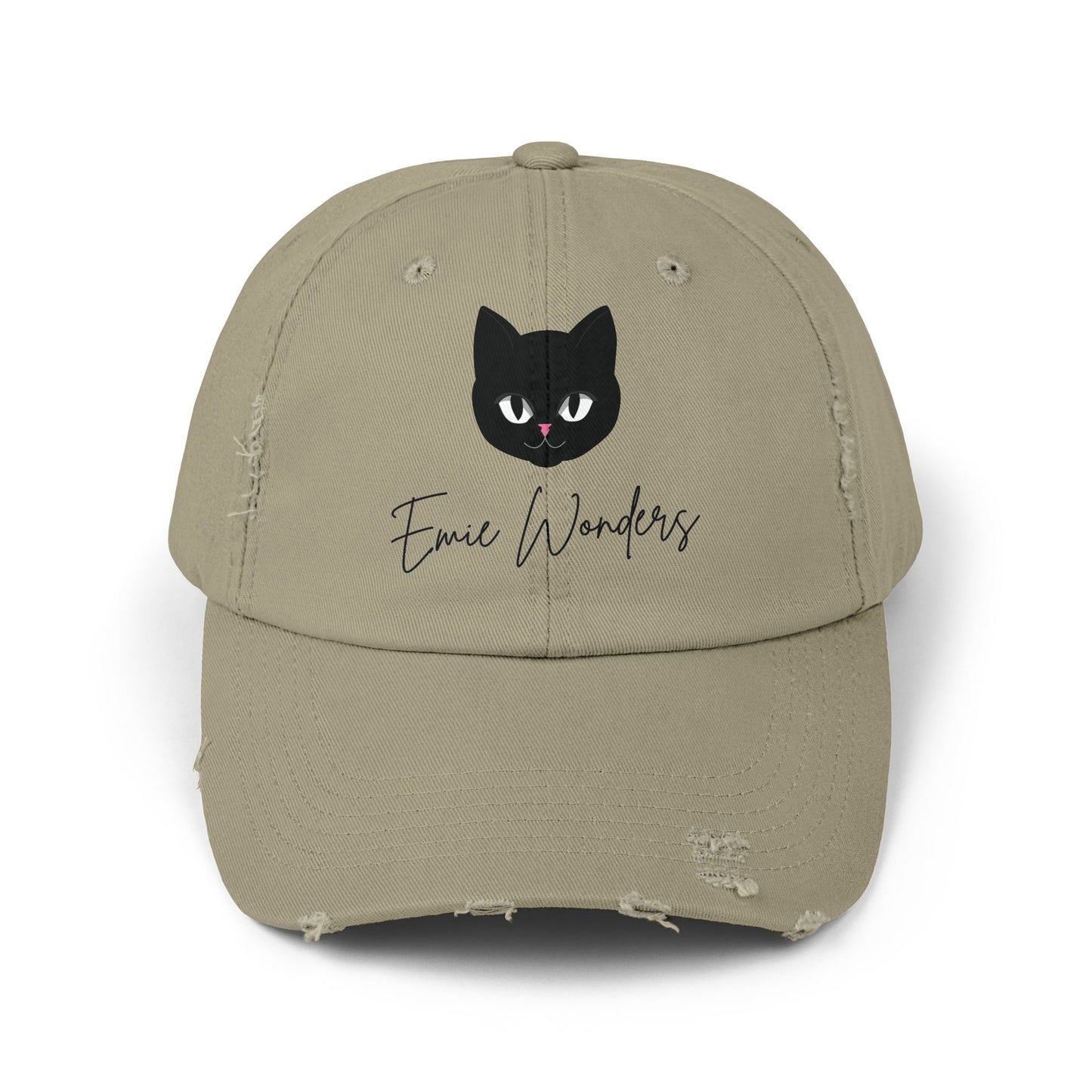 EmieWonders Meowy Logo Distressed Cap