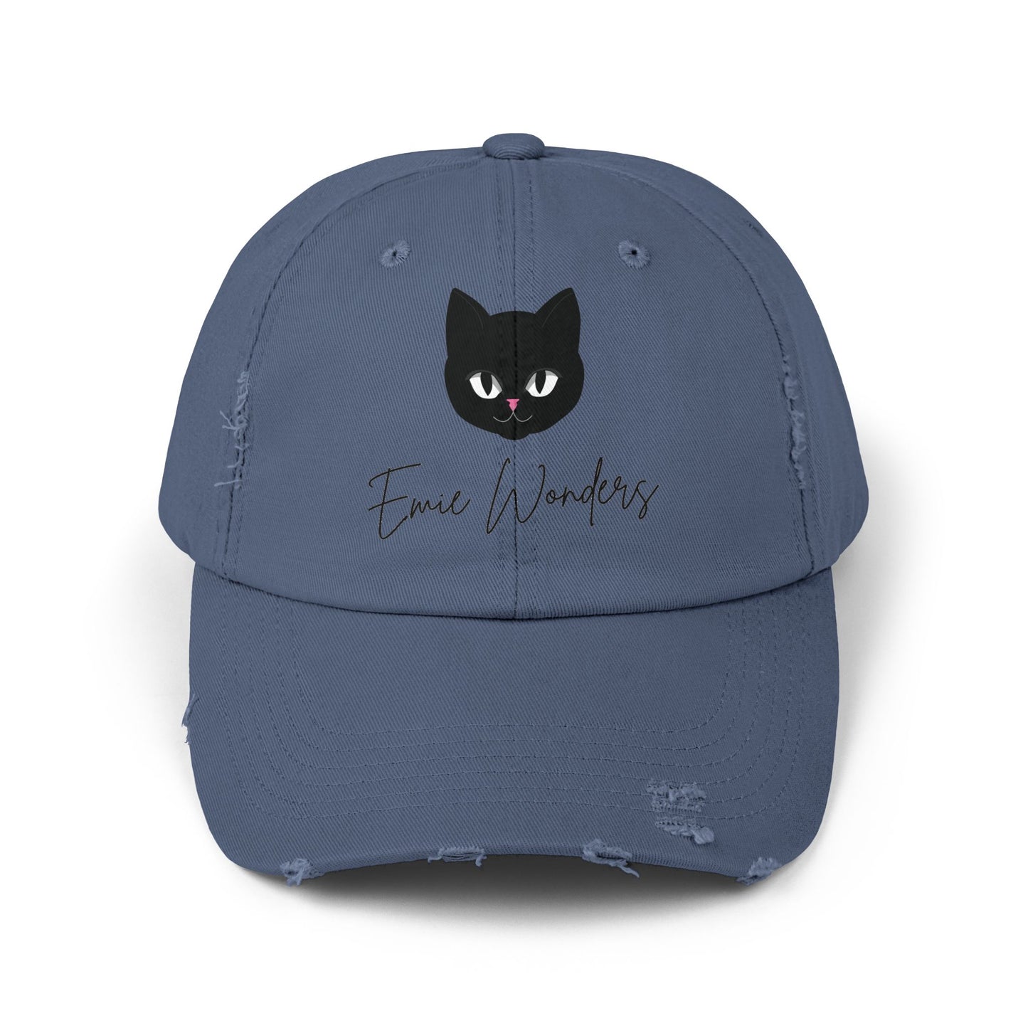 EmieWonders Meowy Logo Distressed Cap