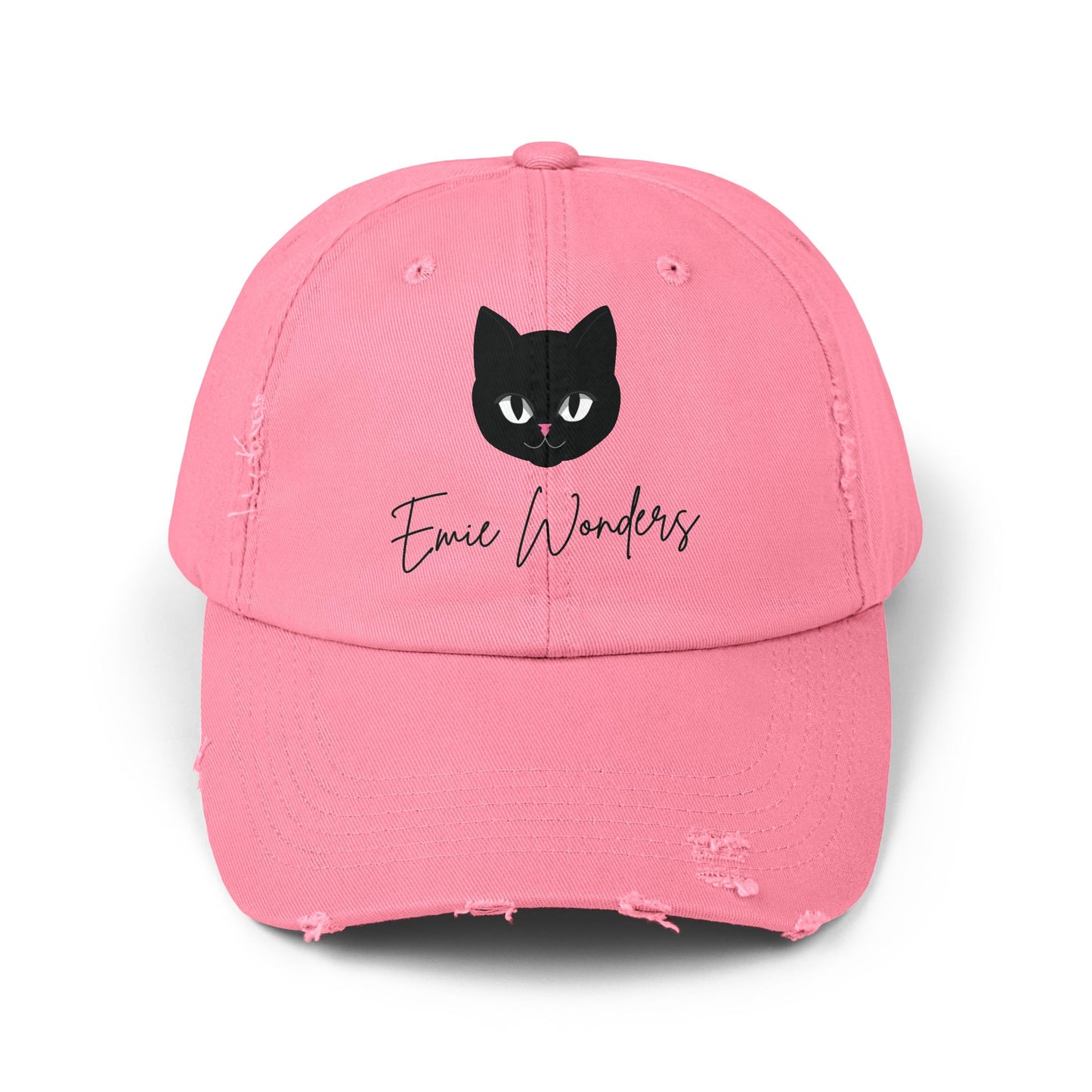 EmieWonders Meowy Logo Distressed Cap