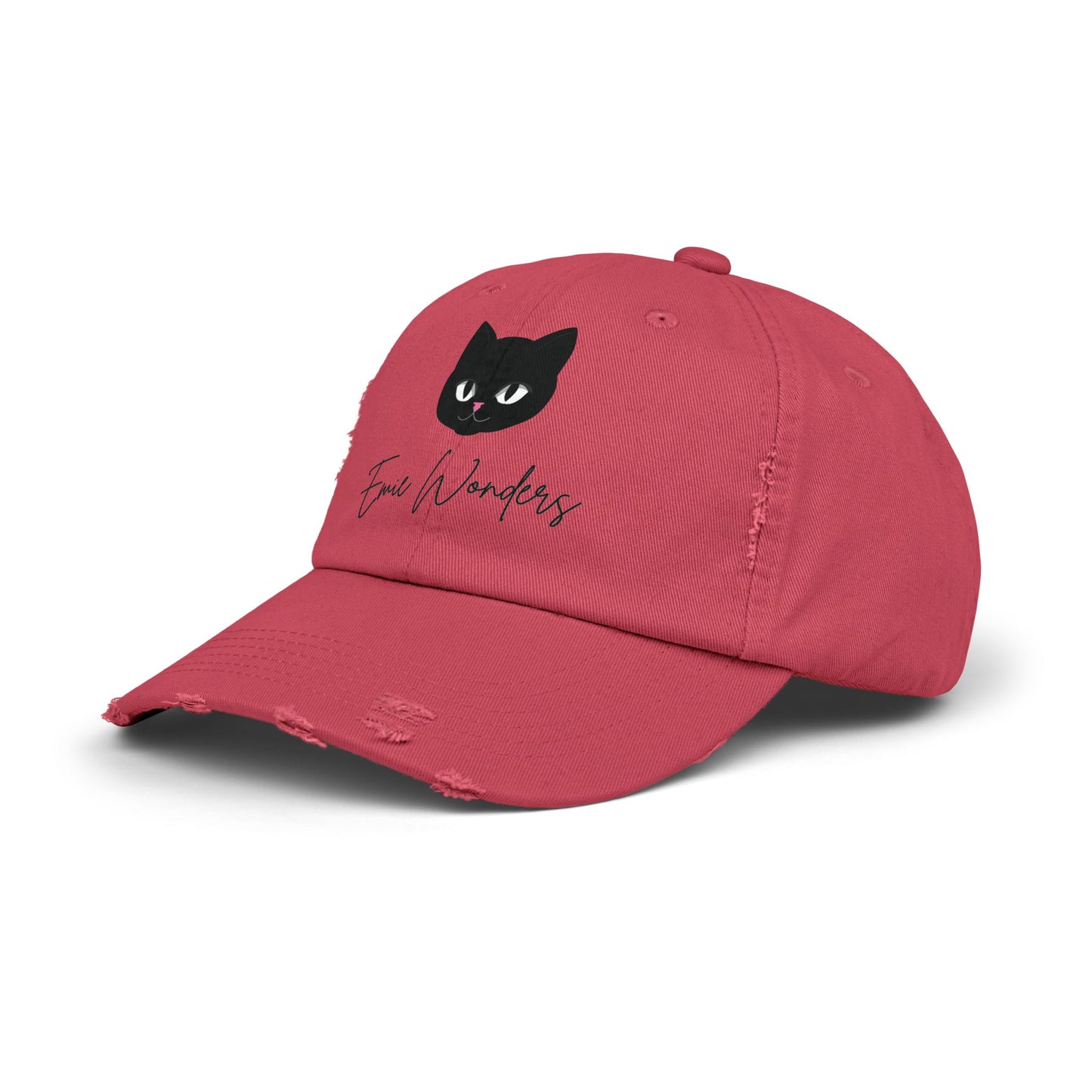 EmieWonders Meowy Logo Distressed Cap
